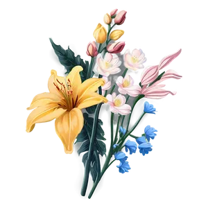 Aesthetic Flowers Illustration Png Sax62 PNG Image