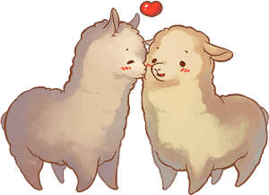 Affectionate Alpacas Love Illustration PNG