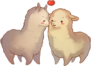 Affectionate Alpacas Love Illustration PNG Image