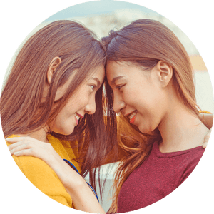 Affectionate Lesbian Couple Moment PNG image with transparent background