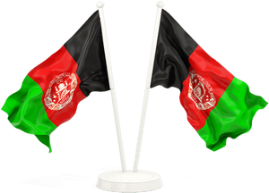 Two Waving Flags - Flag Of Afghanistan Png, Transparent Png PNG image with transparent background