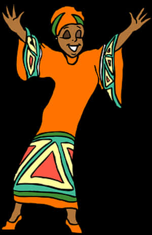 African Dance Celebration Cartoon PNG image with transparent background