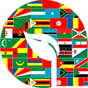 African Flags Mosaic Peace Symbol PNG Image