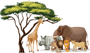 African_ Safari_ Animals_ Gathering PNG image with transparent background