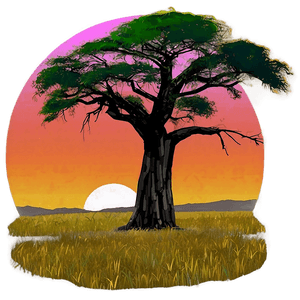 African Savannah Sunset PNG upw PNG image with transparent background