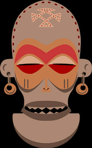 African_ Tribal_ Mask_ Vector_ Illustration PNG with transparent background