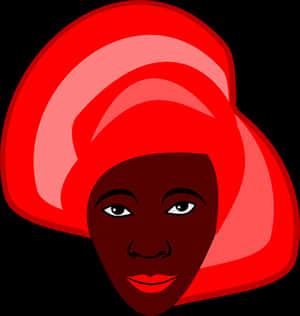 African Woman Red Headwrap Vector PNG image with transparent background
