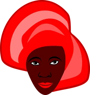 African Woman Red Headwrap Vector PNG Image