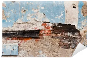 Aged Blue Plaster Wall Damage PNG Image