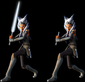 Ahsoka Tano Dual Stance Star Wars PNG image with transparent background