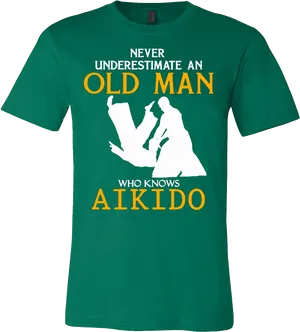 Aikido Old Man T Shirt Design PNG Image