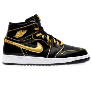 Air Jordan 1 Gold And Black Png Unx PNG Image