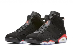 Air Jordan Sneakers Black Background PNG Image