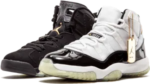 Air Jordan Sneakers Blackand White PNG Image