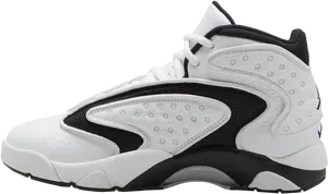 Air Jordan White Black Sneaker Side View PNG Image