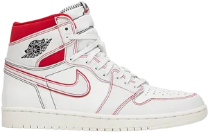 Air Jordan1 Red White Sneaker PNG Image