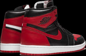 Air Jordan1 Retro High Black Red PNG image with transparent background