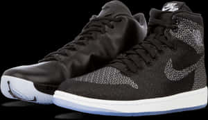 Air Jordan1 Retro High Black White Sneakers PNG image with transparent background