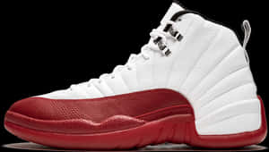 Air Jordan12 Retro White Red Sneaker PNG image with transparent background