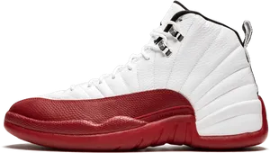 Air Jordan12 Retro White Red Sneaker PNG Image