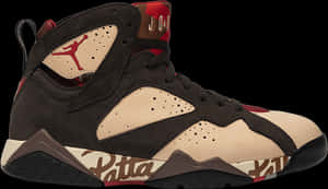 Air Jordan7 Retro Patta Shoe Side View PNG image with transparent background