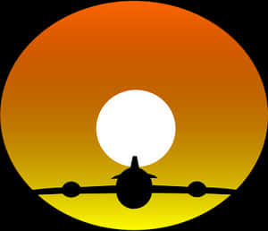 Airplane Silhouette Sunset PNG with transparent background