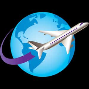 Airplane Travel Around The World Graphic PNG image with transparent background
