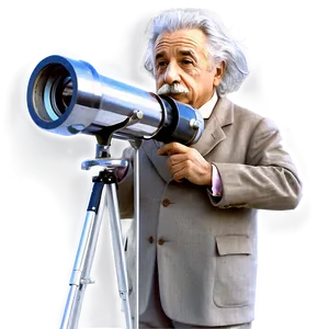 Albert Einstein With Telescope Png Ryi30 PNG Image