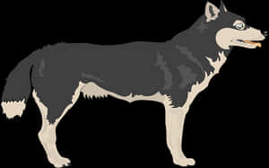 Alert Black Wolf Illustration PNG image with transparent background
