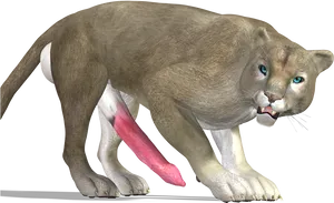 Alert Cougar With Injured Leg PNG Image