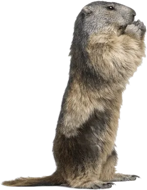 Alert Groundhog Standing PNG Image