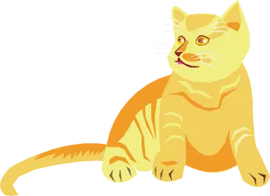 Alert Orange Cat Illustration PNG Image