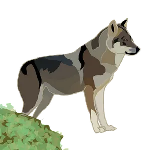 Alert Wolf Vector Art PNG Image