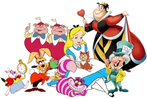 Alice In Wonderland Characters Collage PNG Image