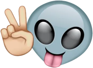 Alien_ Emoji_with_ Peace_ Sign_and_ Tongue_ Out PNG Image