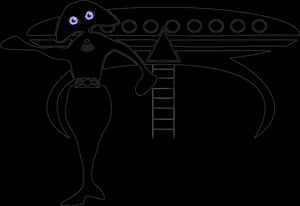 Alien Greeting Spaceship Vector PNG image with transparent background