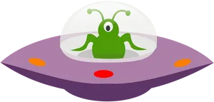 Alien In U F O Cartoon Illustration PNG Image