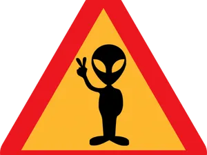 Alien Peace Sign Triangle Warning Symbol PNG Image