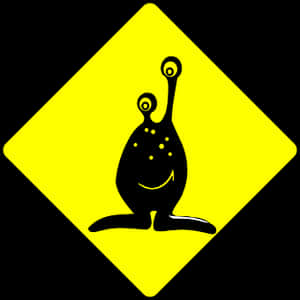 Alien_ Sign_ Yellow_ Background PNG image with transparent background