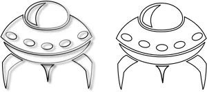 Alien Spaceship Icons Blackand White PNG Image