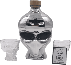 Outer Space Chrome Vodka With Set 2 Shots Glasses - Two-liter Bottle, HD Png Download PNG image with transparent background