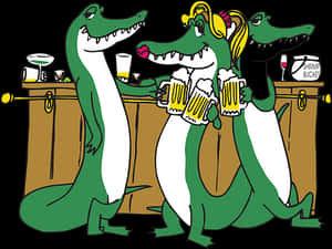 Alligator Bar Cartoon Fun PNG image with transparent background