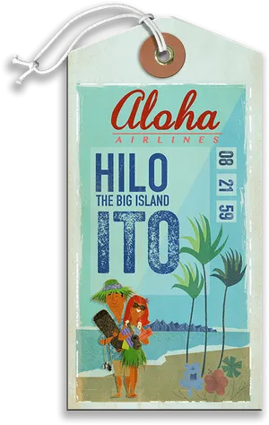 Aloha Airlines Hilo Big Island Luggage Tag PNG Image
