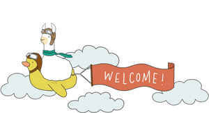Alpaca Riding Duck Welcome Banner PNG