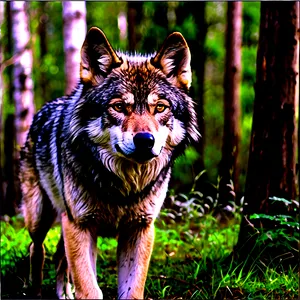 Alpha Wolf In Forest Png Uem PNG Image