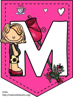 Alphabet Letter M Banner Design PNG Image