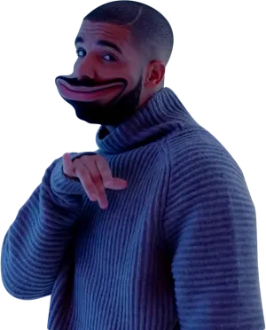 Altered Expression Manin Blue Sweater PNG Image