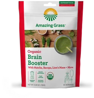 Amazing Grass Organic Brain Booster Smoothie Mix PNG Image