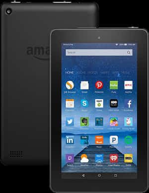Amazon Fire Tablet Frontand Back View PNG image with transparent background
