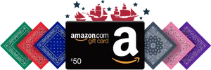 Amazon Gift Card50 Dollarswith Decorative Background PNG Image